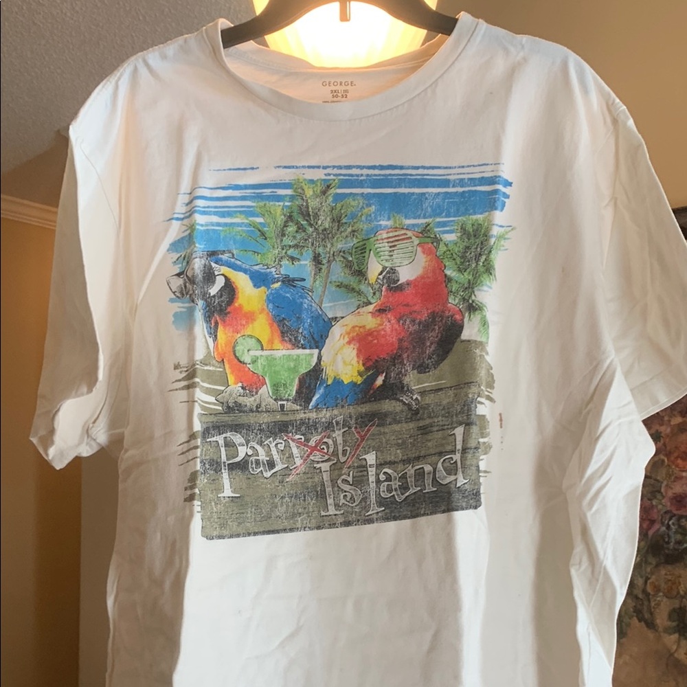 George White Tropical Parrot Graphic Tee size 2XL